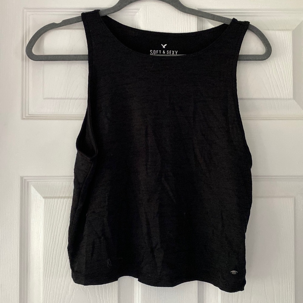 American eagle black cropped tank